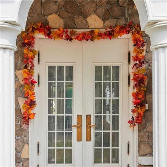 6PCS Fall Maple Leaves Garland, Party Joy 5.6Ft Artificial Maple Leaf Autumn - Picture 6 of 7